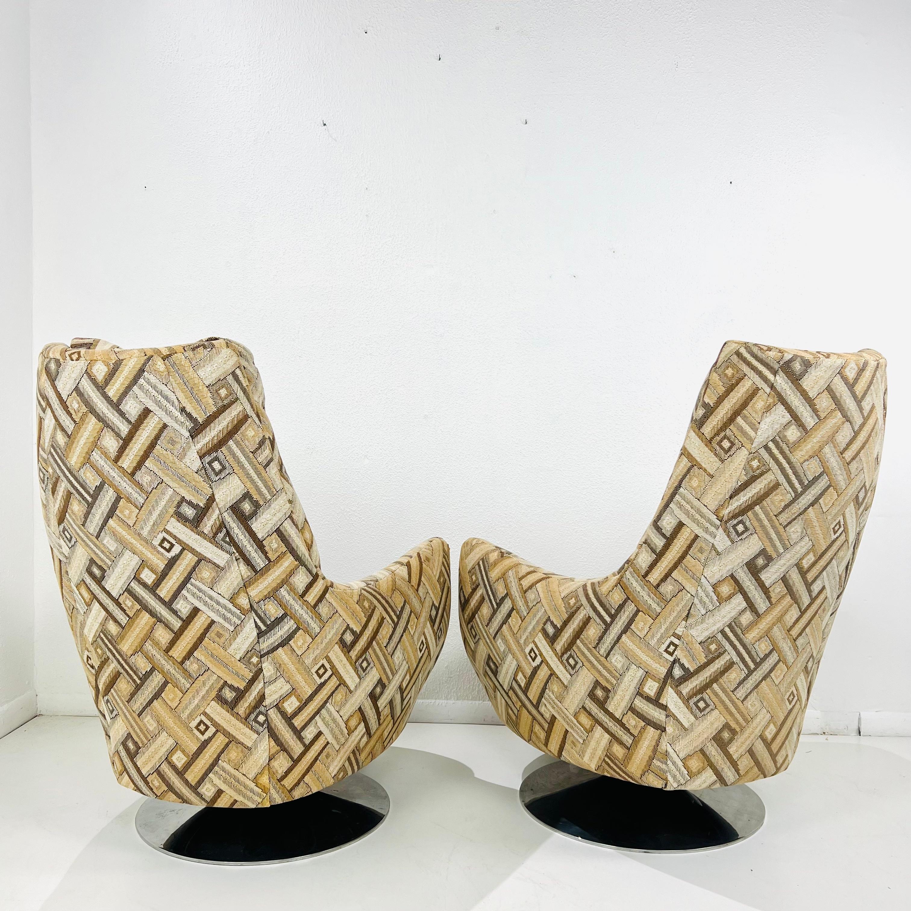 Late 20th Century Pair of Milo Baughman High Back Swivel/Tilt Chairs (3 Pairs Available)