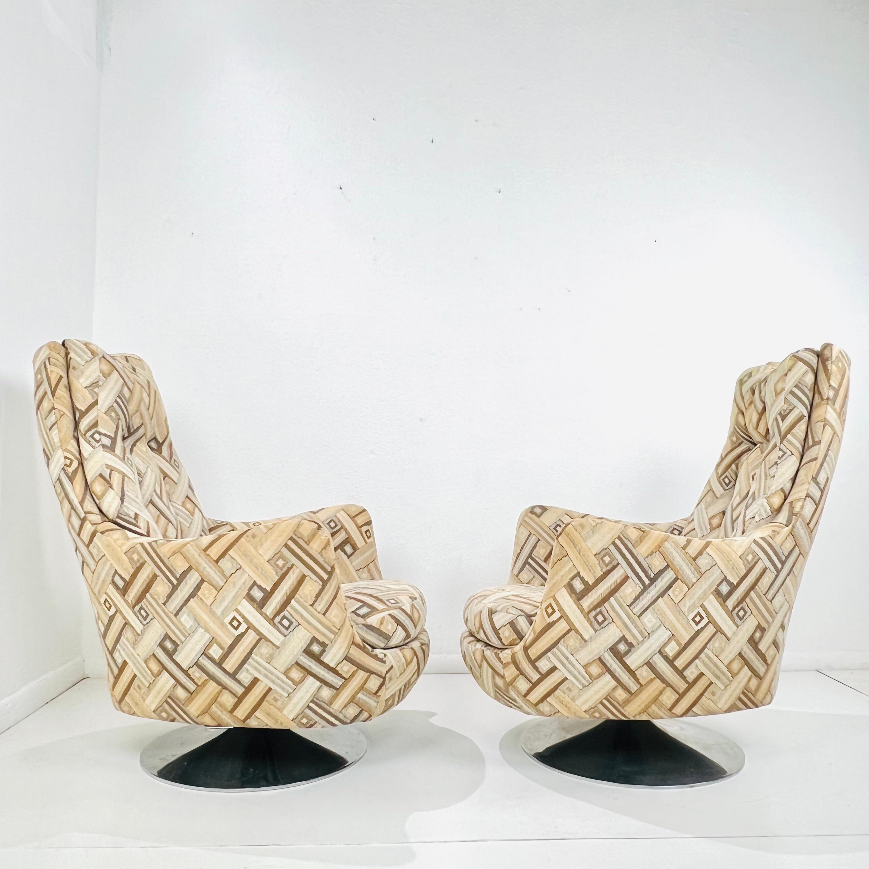 Pair of Milo Baughman High Back Swivel/Tilt Chairs (3 Pairs Available) 2