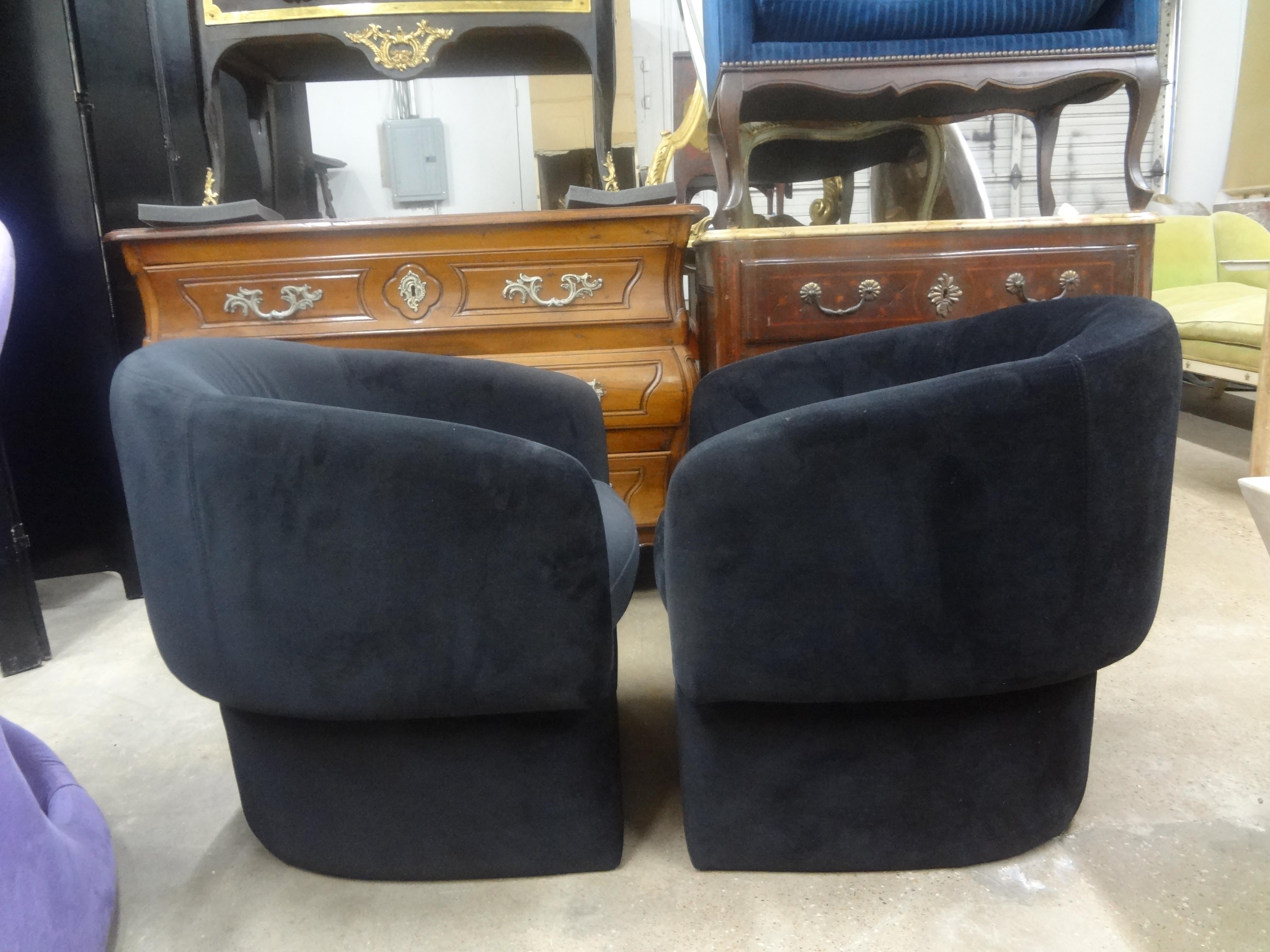 Pair Of Milo Baughman Inspired Postmodern Lounge Chairs On Plinths For Sale 5