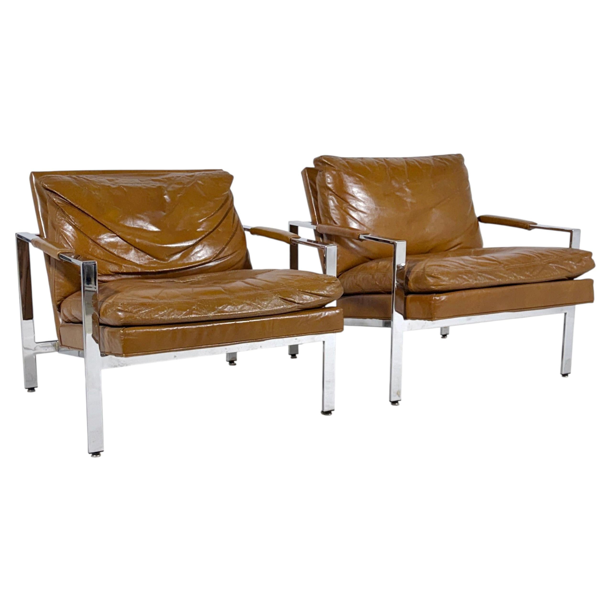 Pareja de sillones Milo Baughman de Thayer Coggin