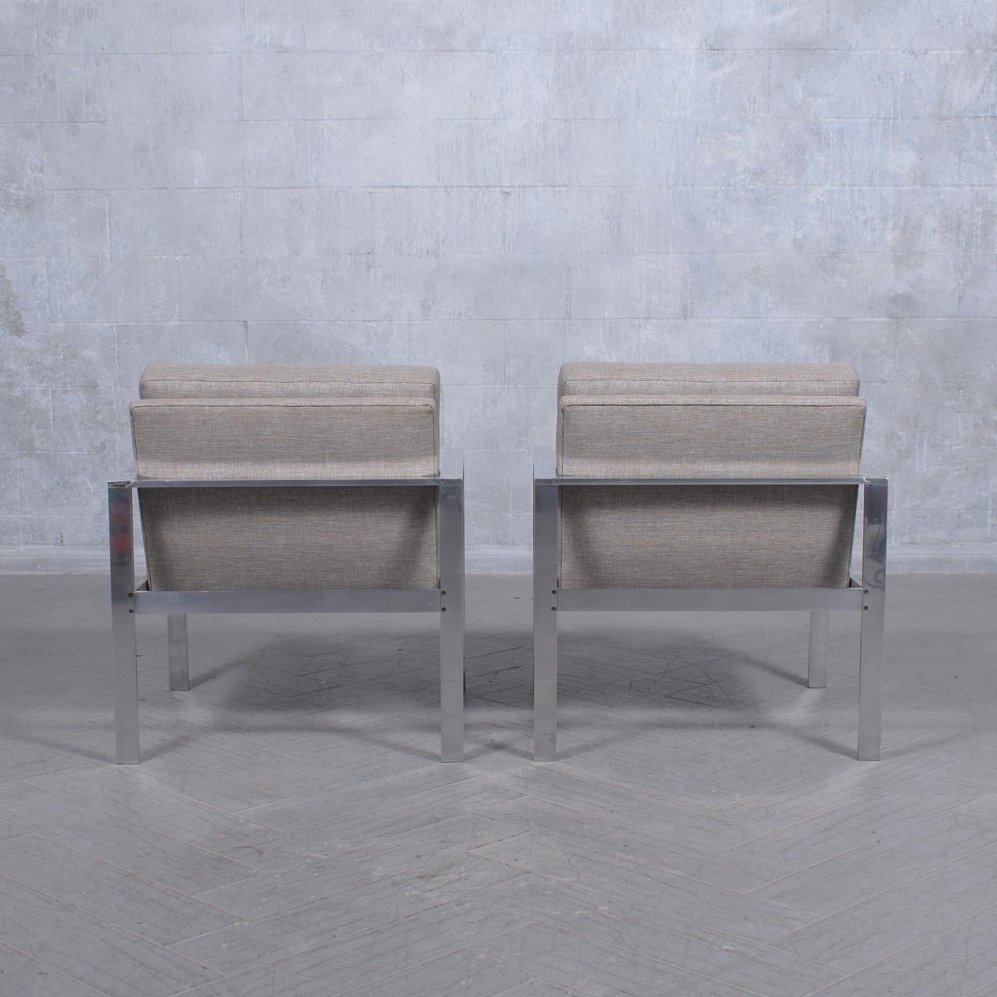 Restored Milo Baughman Lounge Chairs with Polished Aluminum Frames For Sale 4