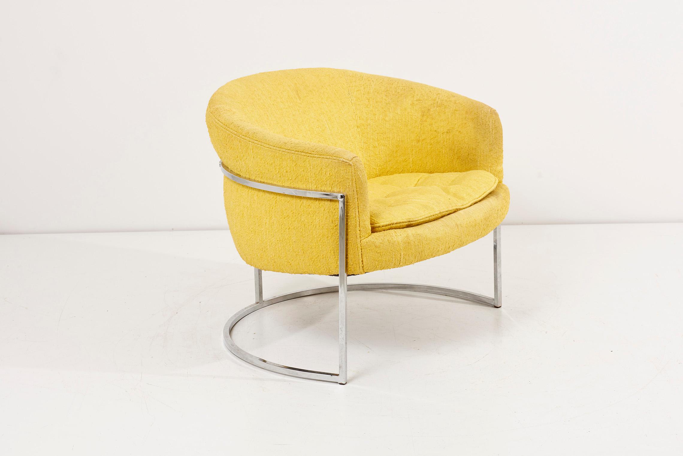 Pair of yellow Bernhadt Lounge Chairs, USA, 1960s For Sale 7