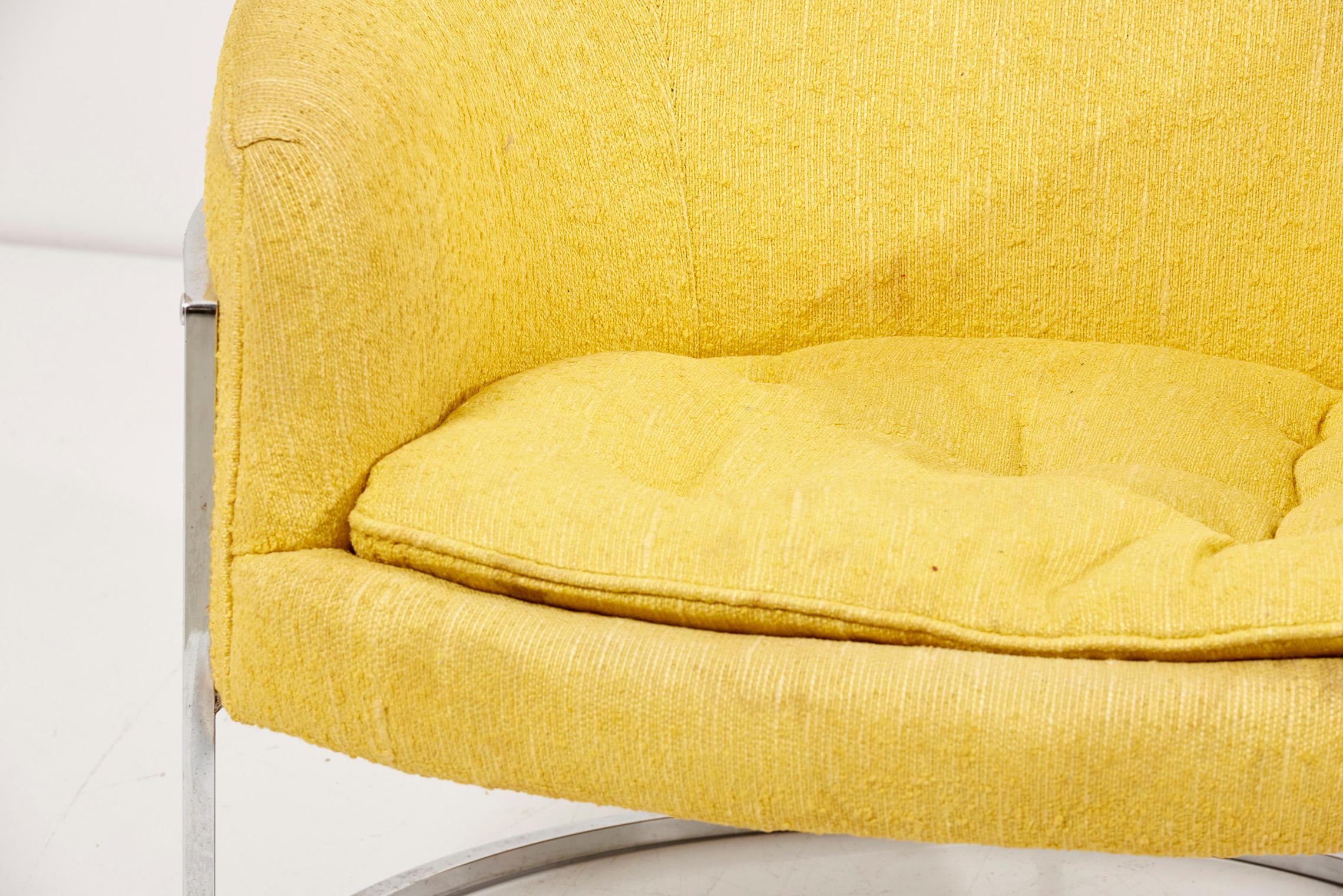 Pair of yellow Bernhadt Lounge Chairs, USA, 1960s For Sale 9