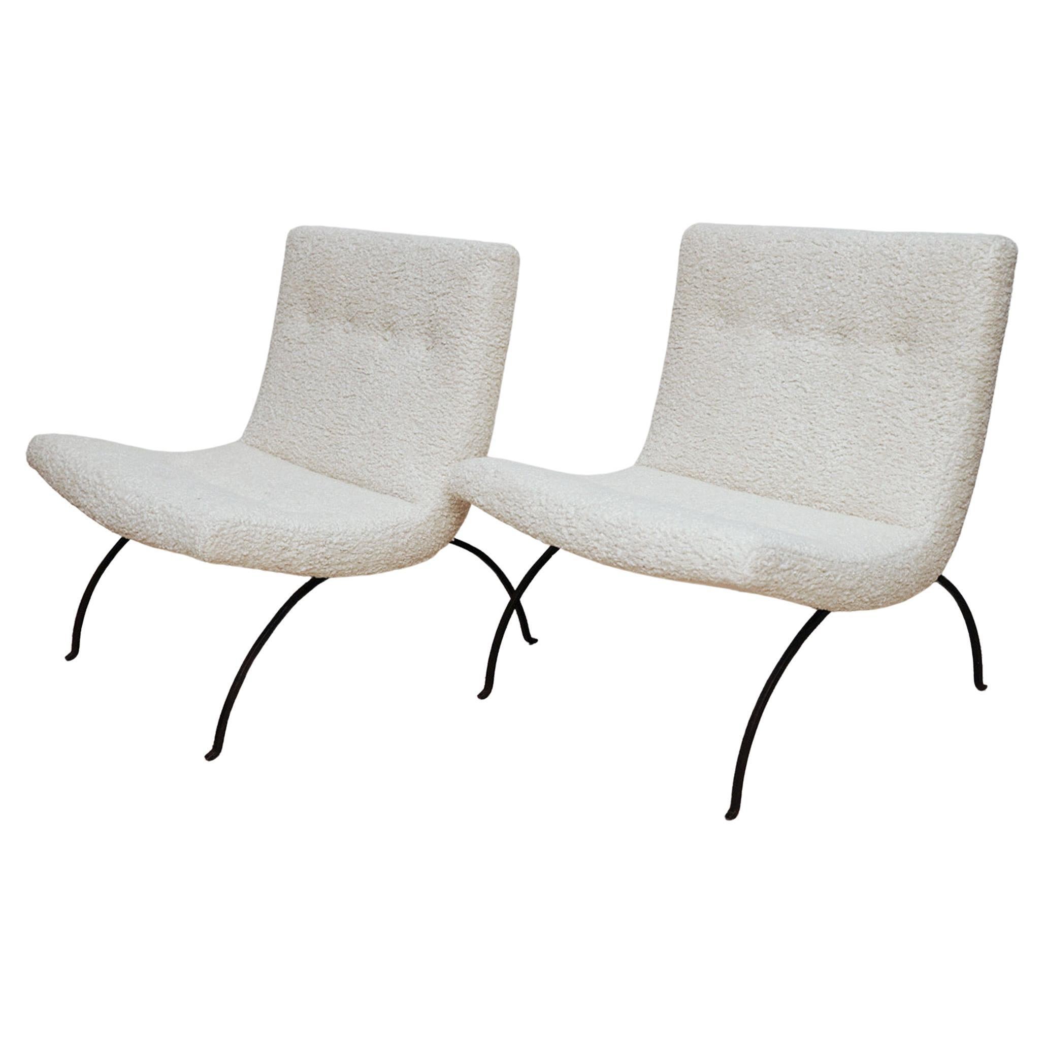 Milo Baughman-Sessel mit Rundhalslehne, Mid-Century, Paar