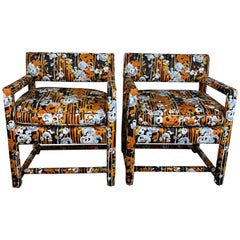 Pair of Milo Baughman Open-Arm Lounge Chairs