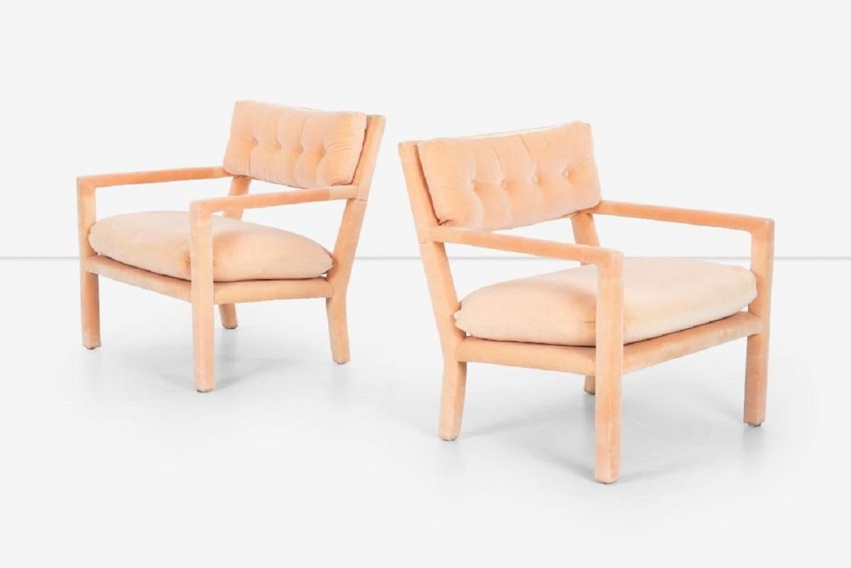 Milo Baughman, Paar Lounge-Pullover-Stühle im Parsons-Stil, Milo (Moderne der Mitte des Jahrhunderts) im Angebot