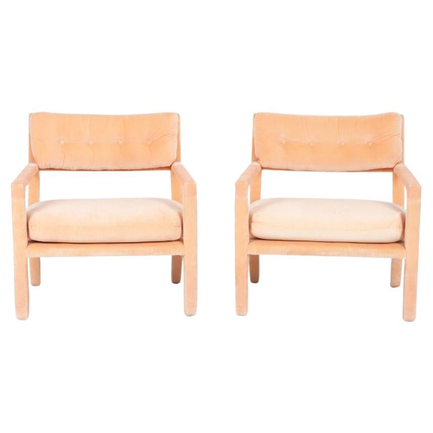 Pair of Milo Baughman Parsons Style Lounge Pull-Up Chairs For Sale