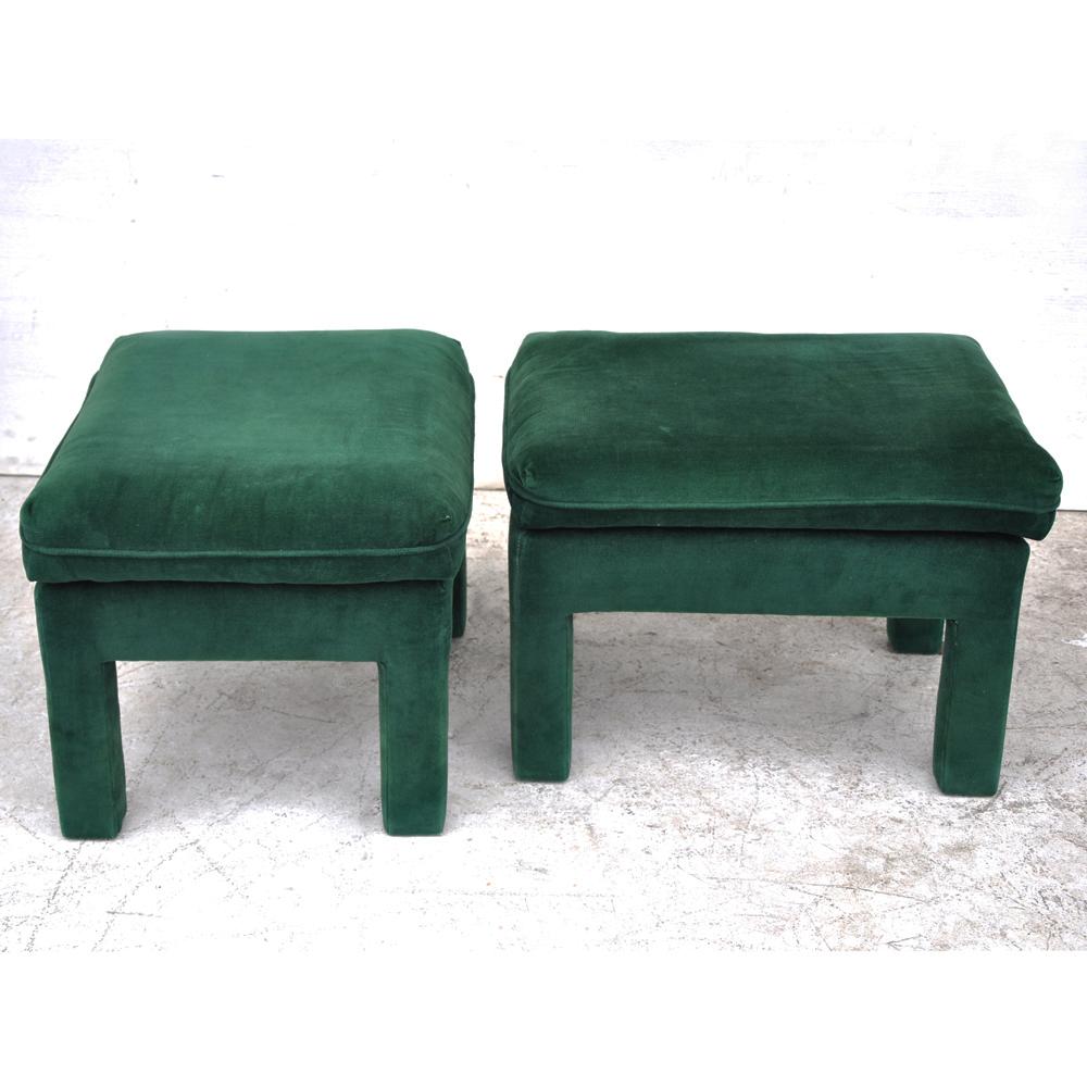 Pair of Milo Baughman Style Parson Stools Ottomans  In Good Condition In Pasadena, TX
