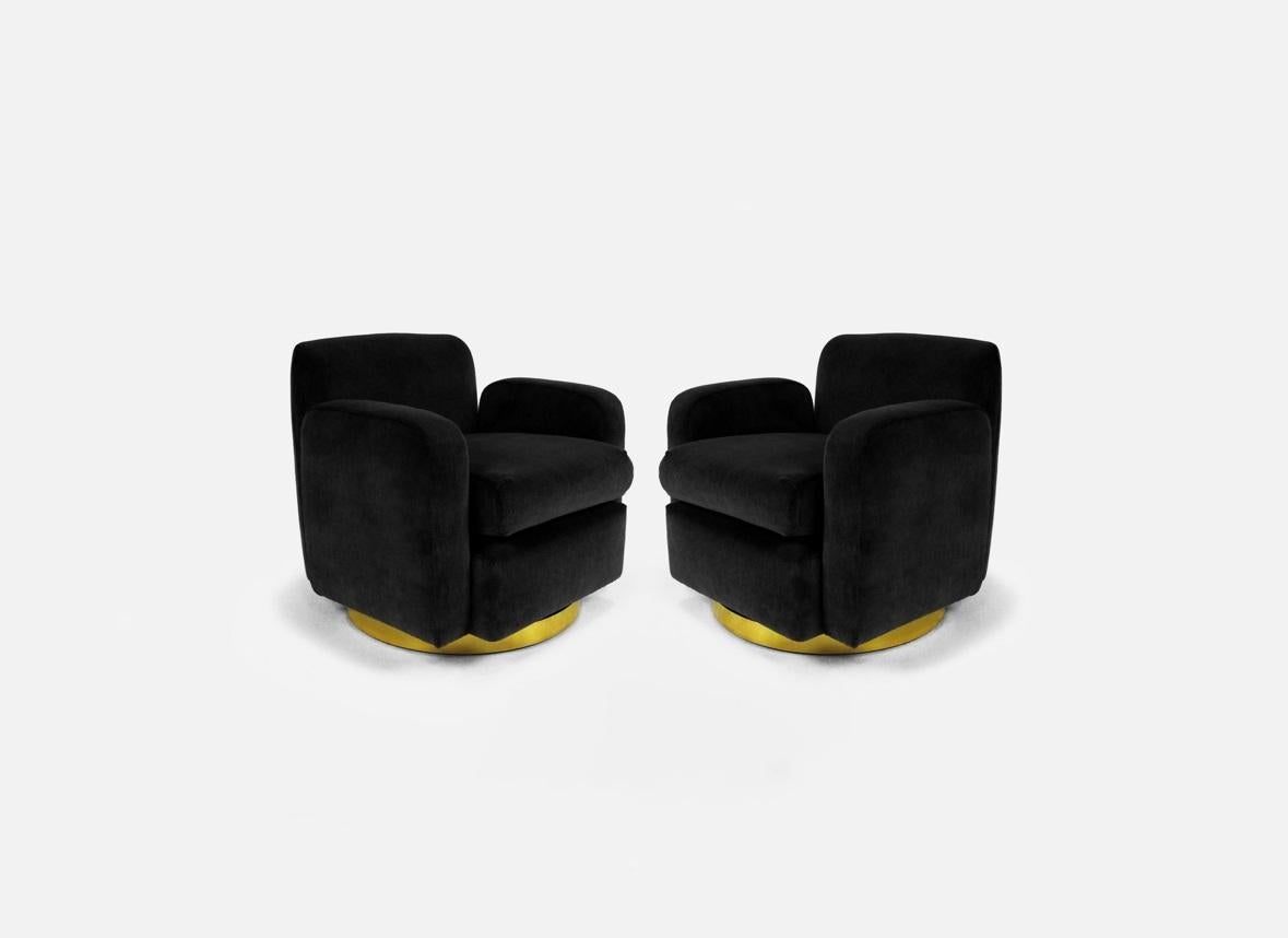 Mid-Century Modern Paire de petites chaises pivotantes Milo Baughman c.C. 1960 en vente