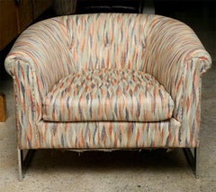 Pair of Milo Baughman Style Polished Chrome Club Chairs