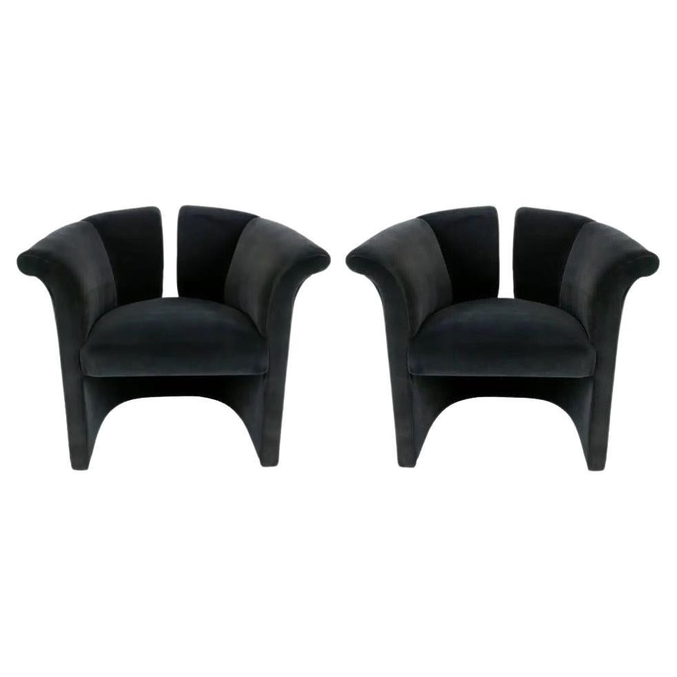 Pair of Milo Baughman Postmodern Club Chairs For Sale