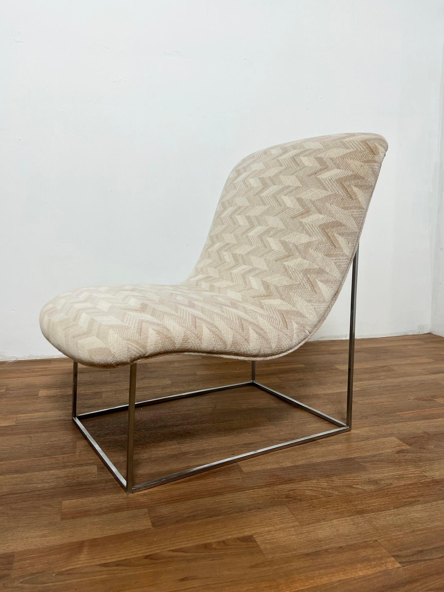 Mid-Century Modern Pair of Milo Baughman Scoop Form Slipper Lounge Chairs Circa 1970s
