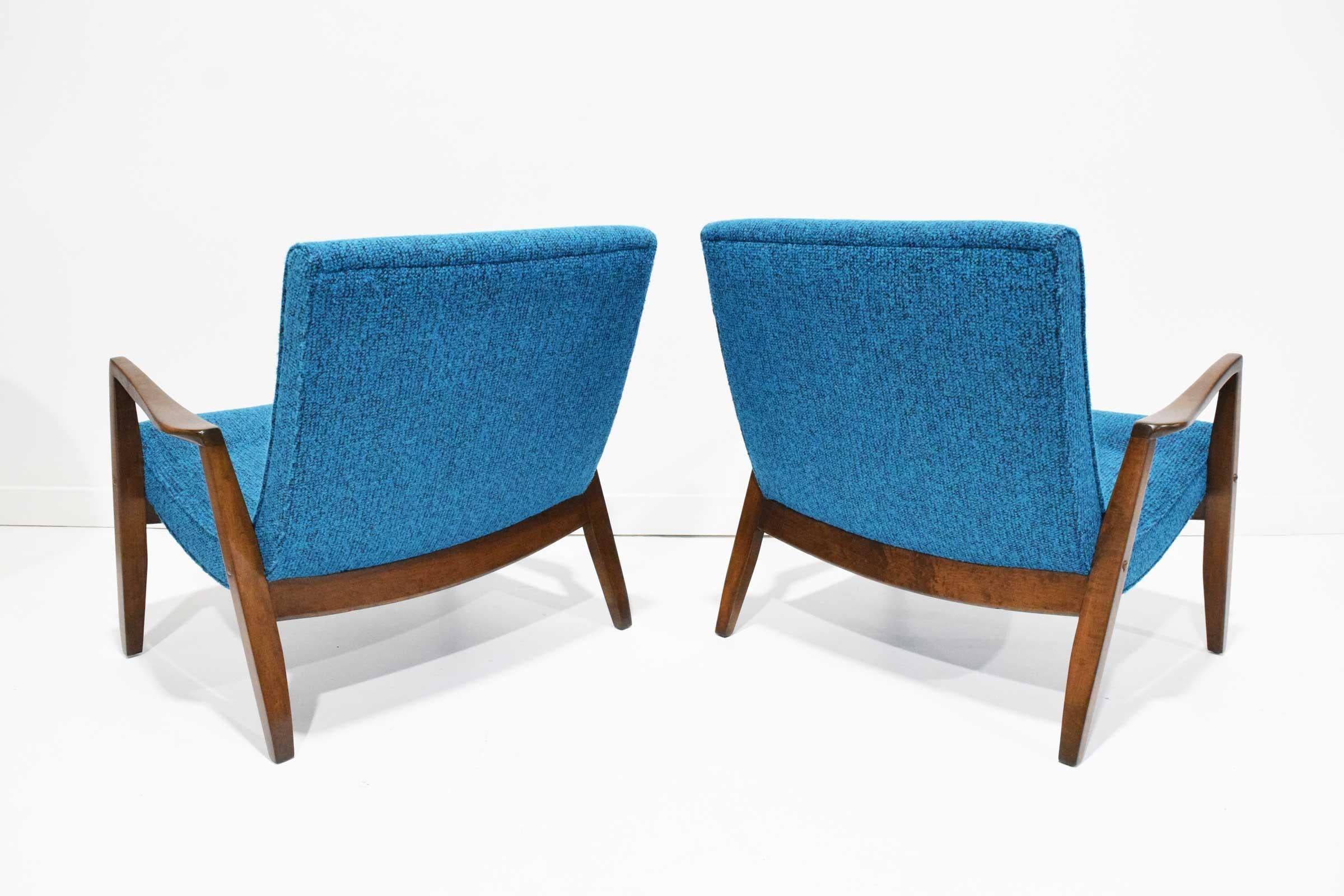 North American Pair of Milo Baughman Scoop Lounge Chairs in Knoll Upholstery For Sale