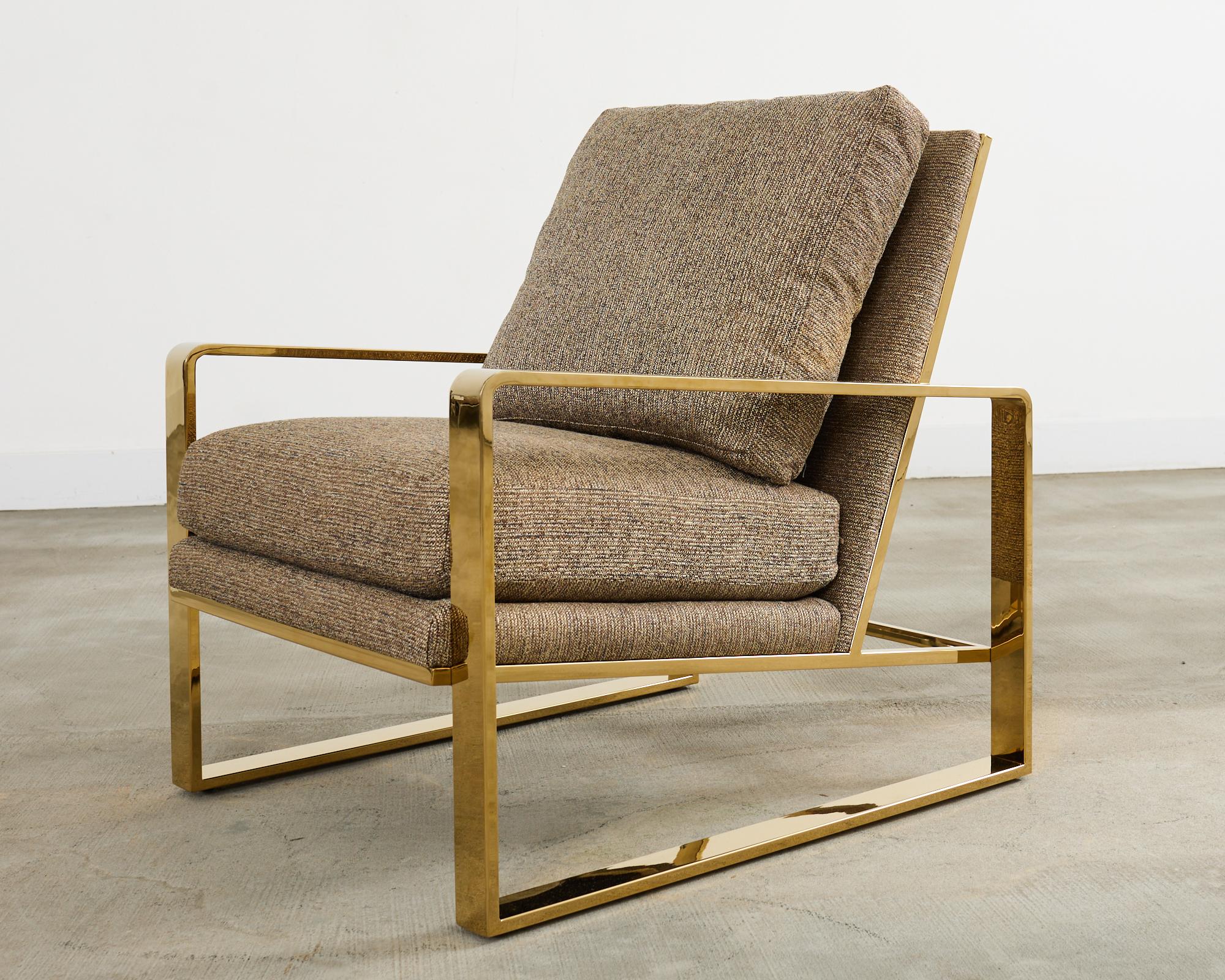 Paire de chaises longues en laiton de style Milo Baughman par Bernhardt en vente 2