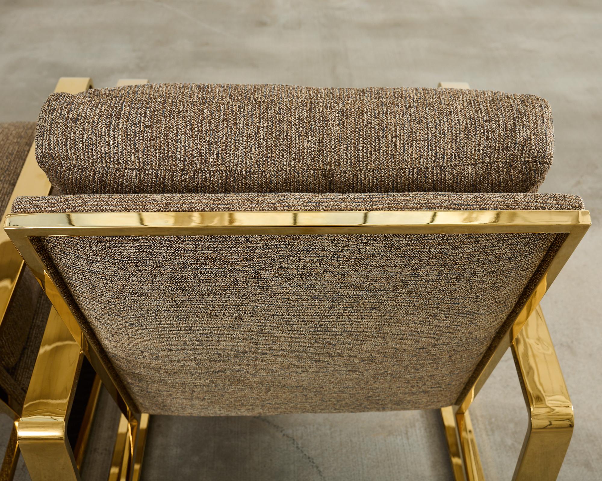 Paire de chaises longues en laiton de style Milo Baughman par Bernhardt en vente 1