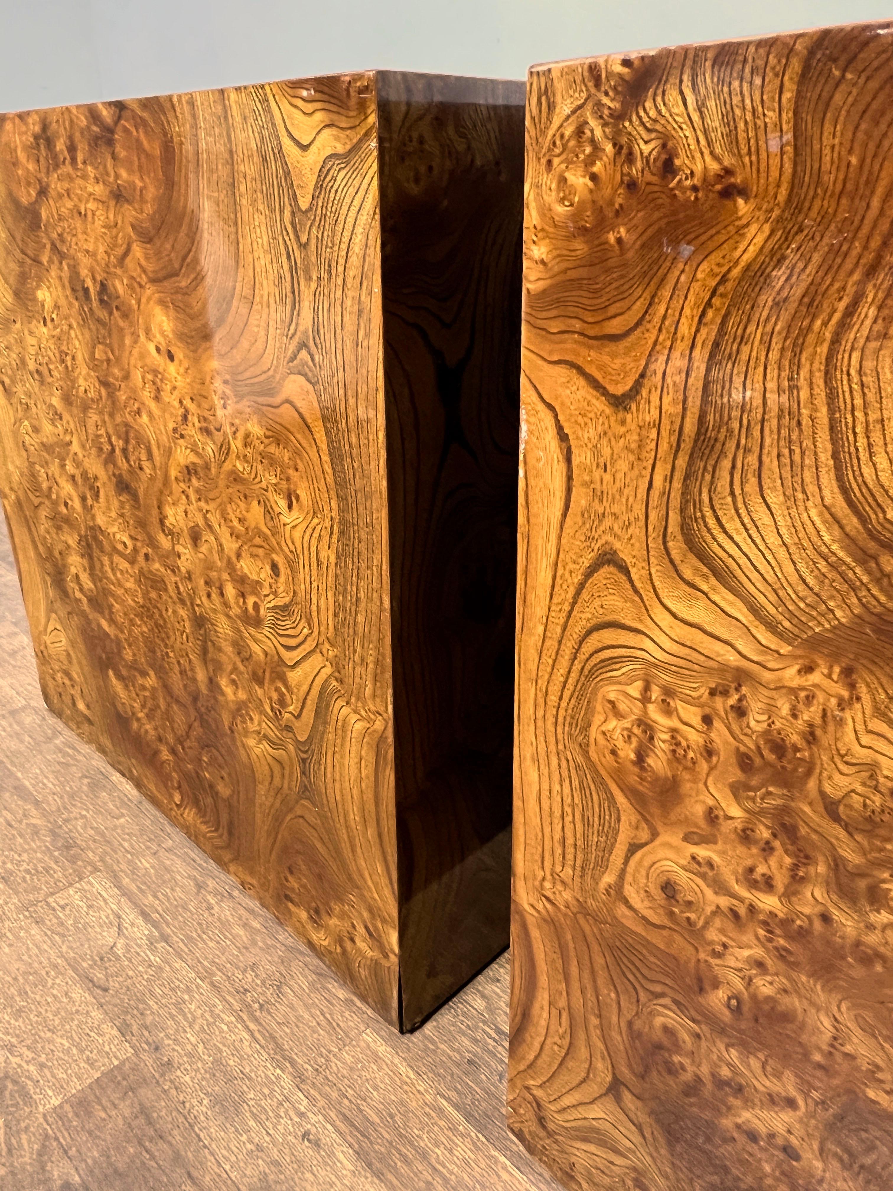Pair of Milo Baughman Style Burlwood 24