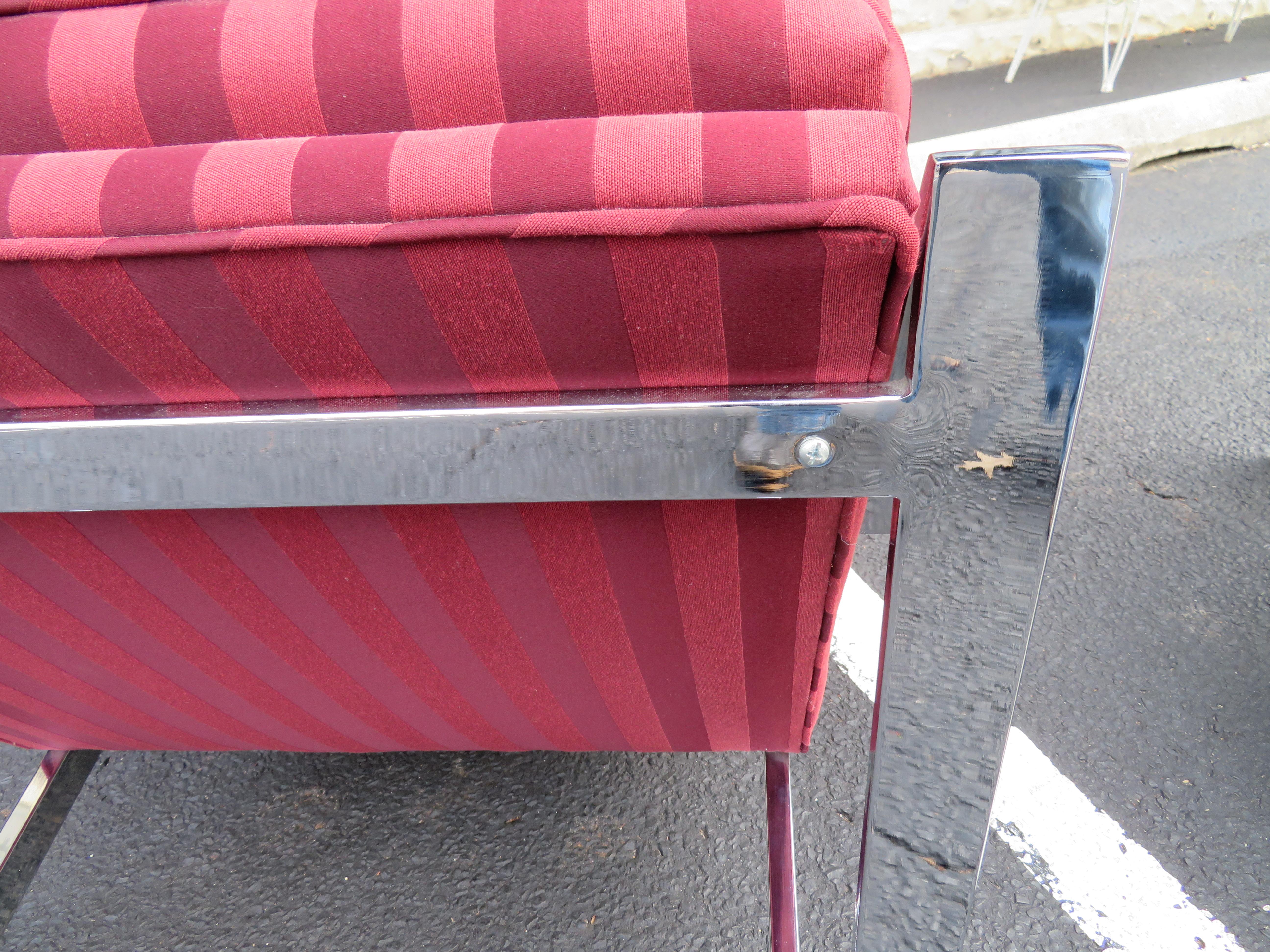 Paire de fauteuils de bar plats chromés de style Milo Baughman, mi-siècle moderne en vente 4