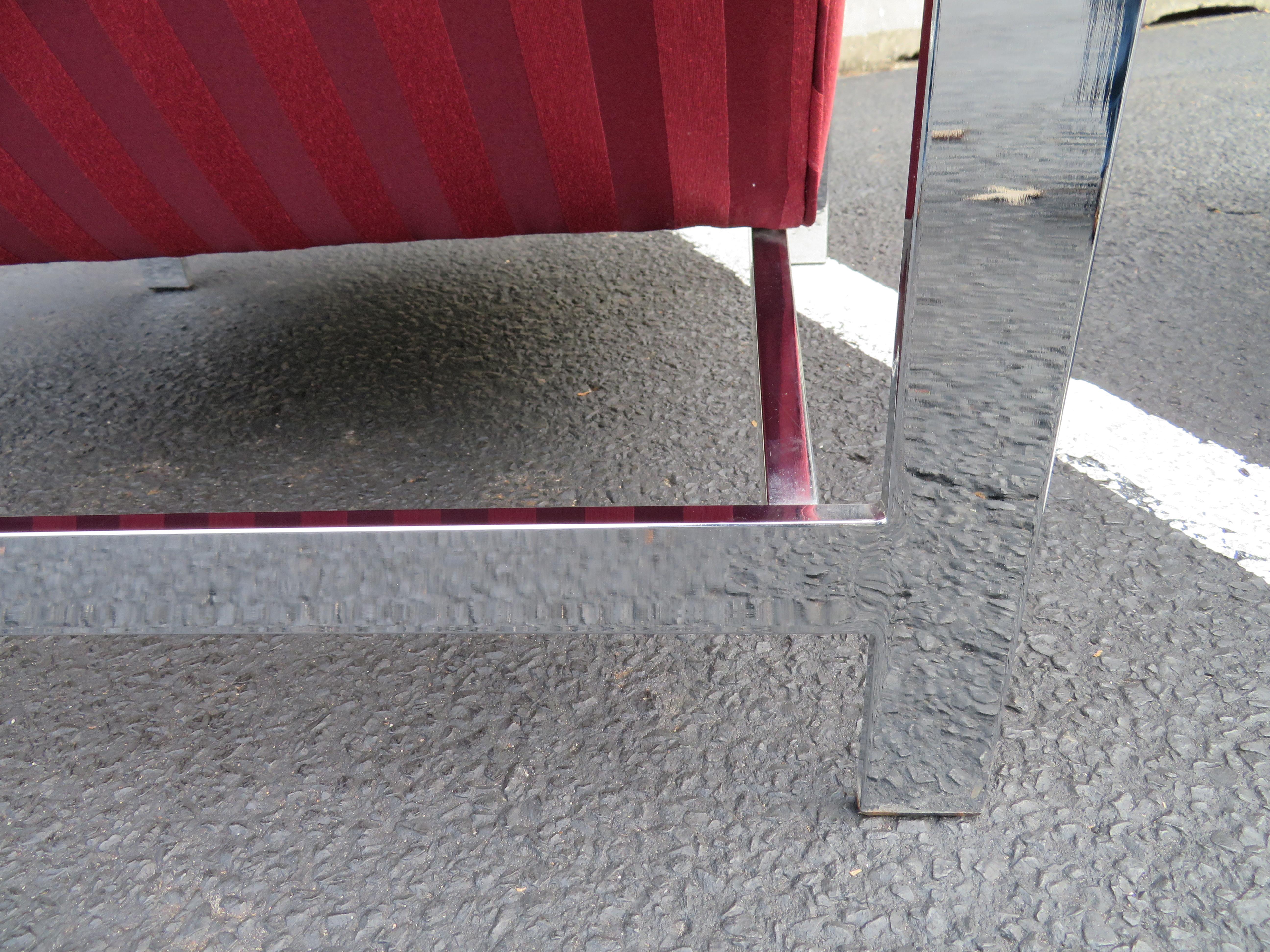 Paire de fauteuils de bar plats chromés de style Milo Baughman, mi-siècle moderne en vente 5