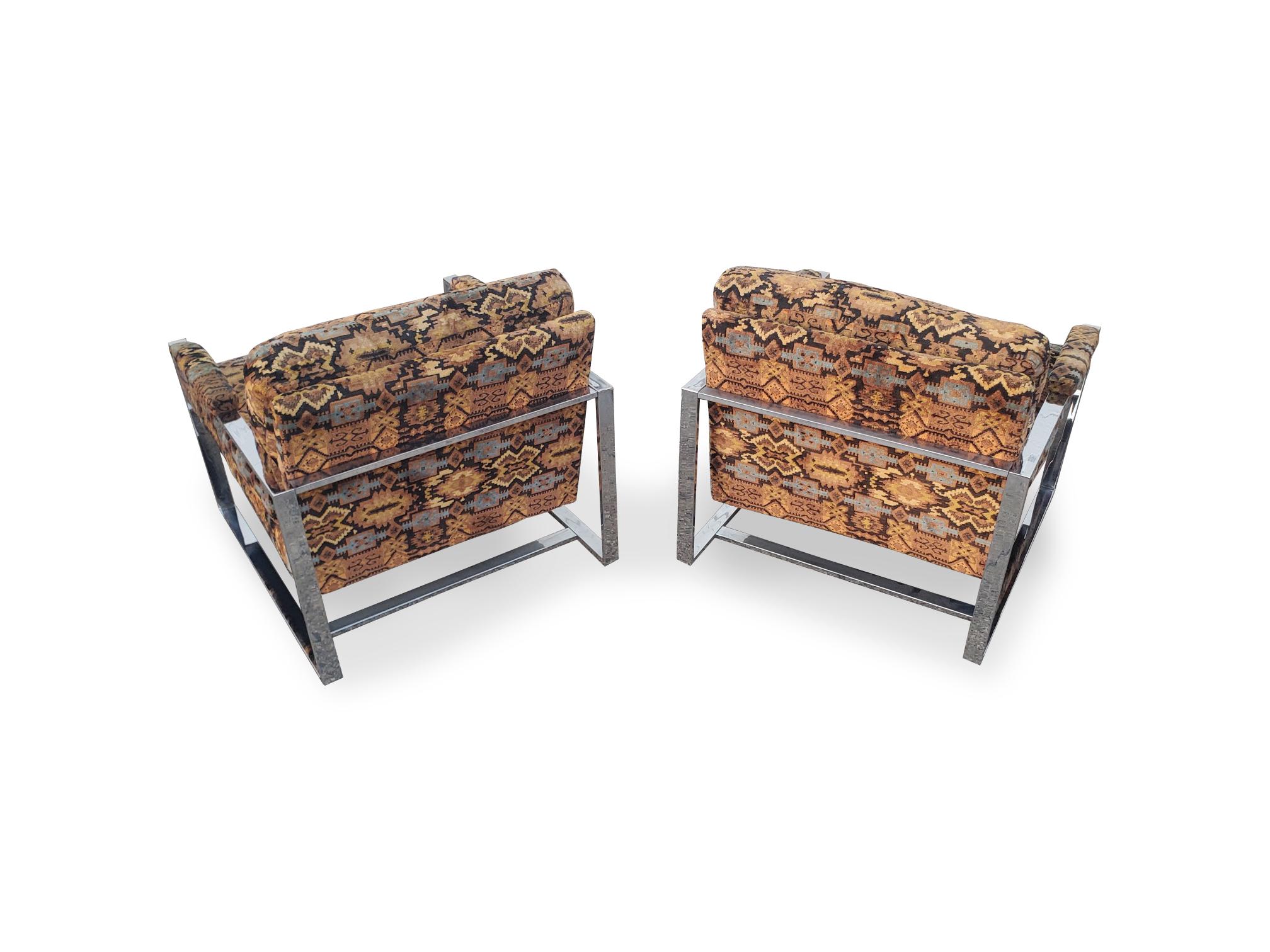 Pareja de tumbonas cromadas estilo Milo Baughman en venta 4