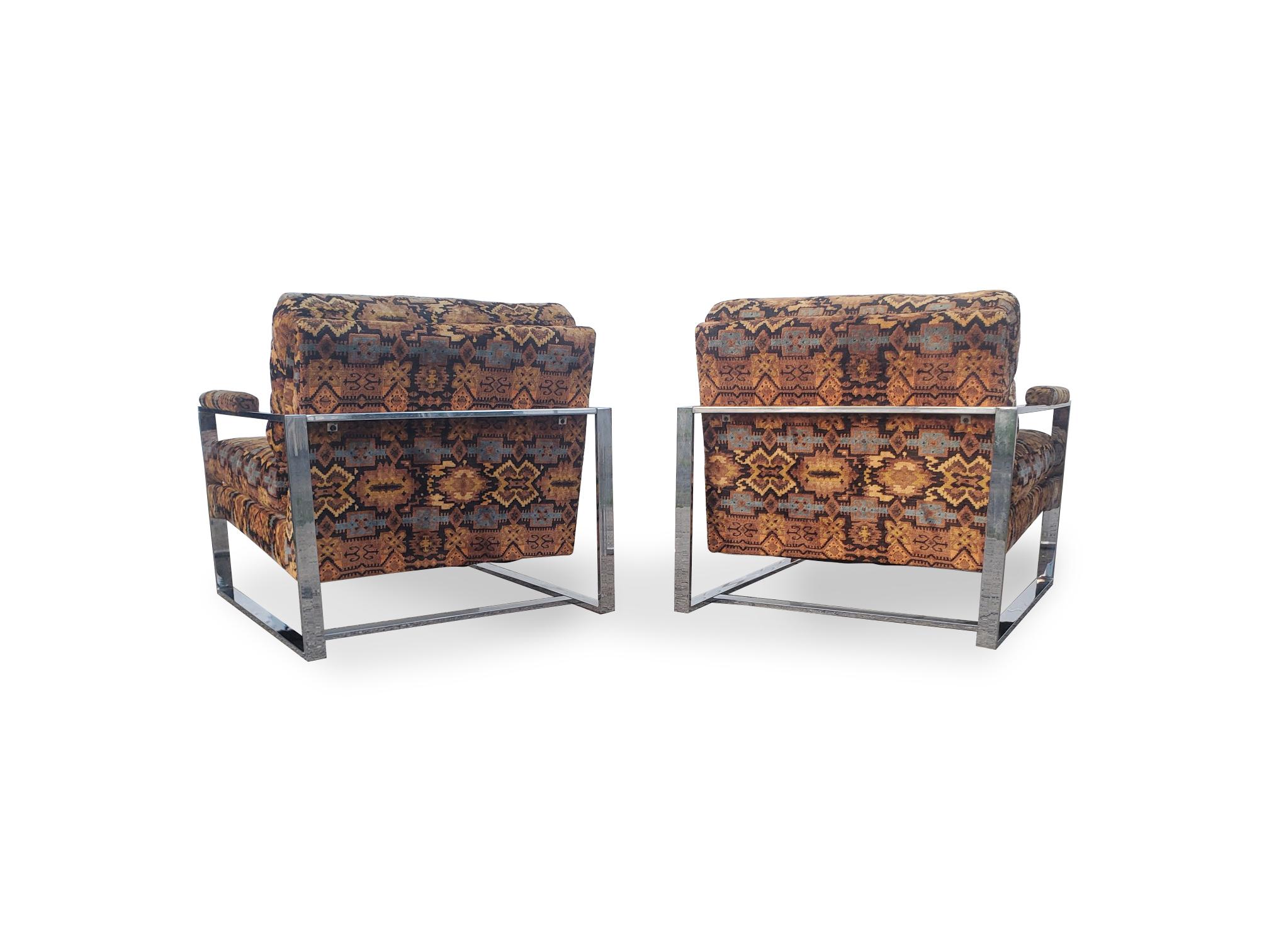 Pareja de tumbonas cromadas estilo Milo Baughman en venta 5