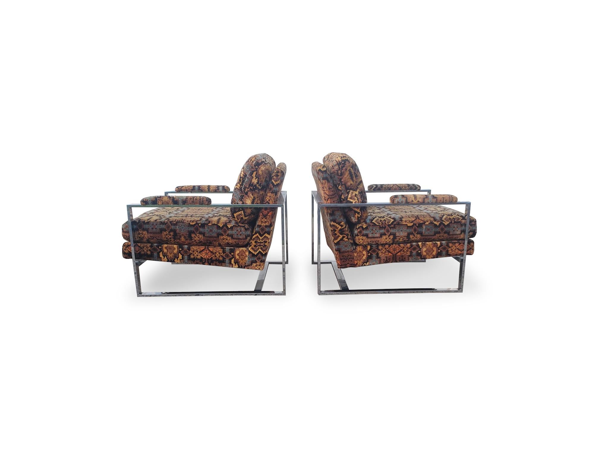 Pareja de tumbonas cromadas estilo Milo Baughman en Bueno estado para la venta en Middlesex, NJ