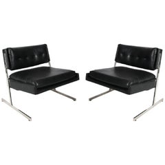 Pair of Milo Baughman Style Leather Chairs