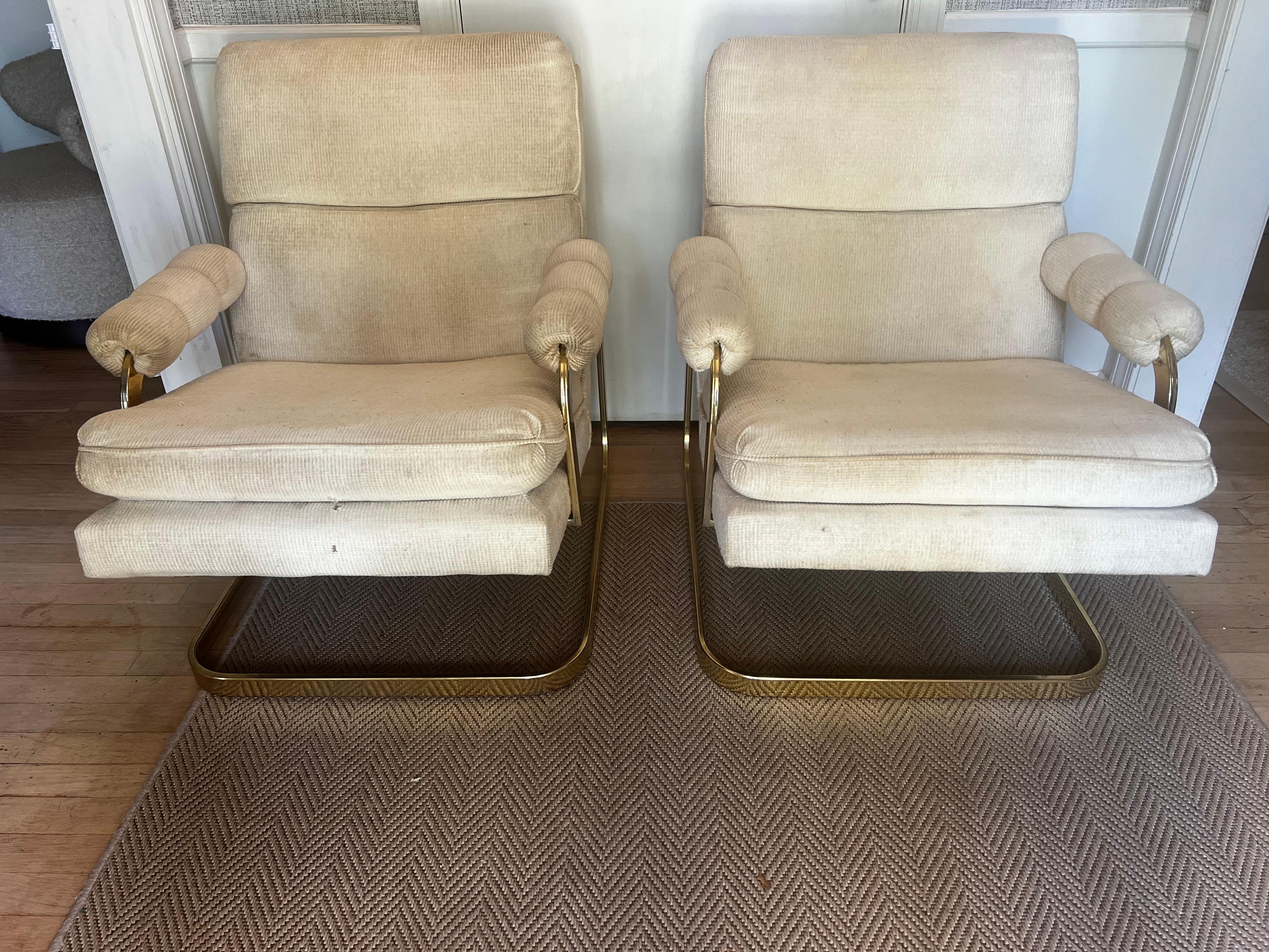 Paire de fauteuils de salon de style Milo Baughman en vente 8