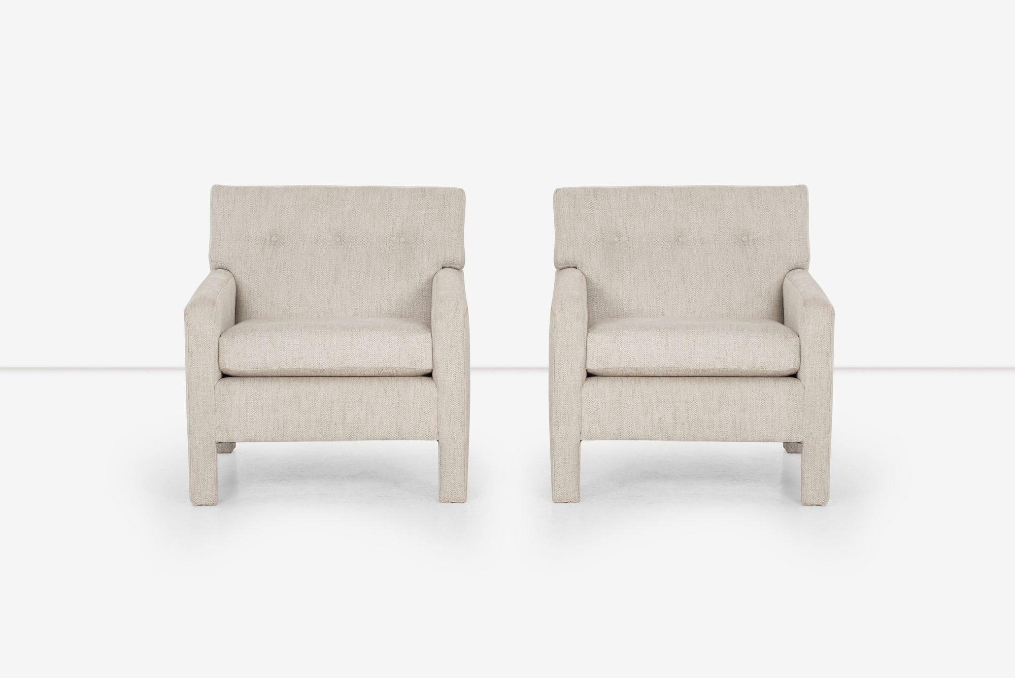 American Pair of Milo Baughman Style Lounge Chairs For Sale