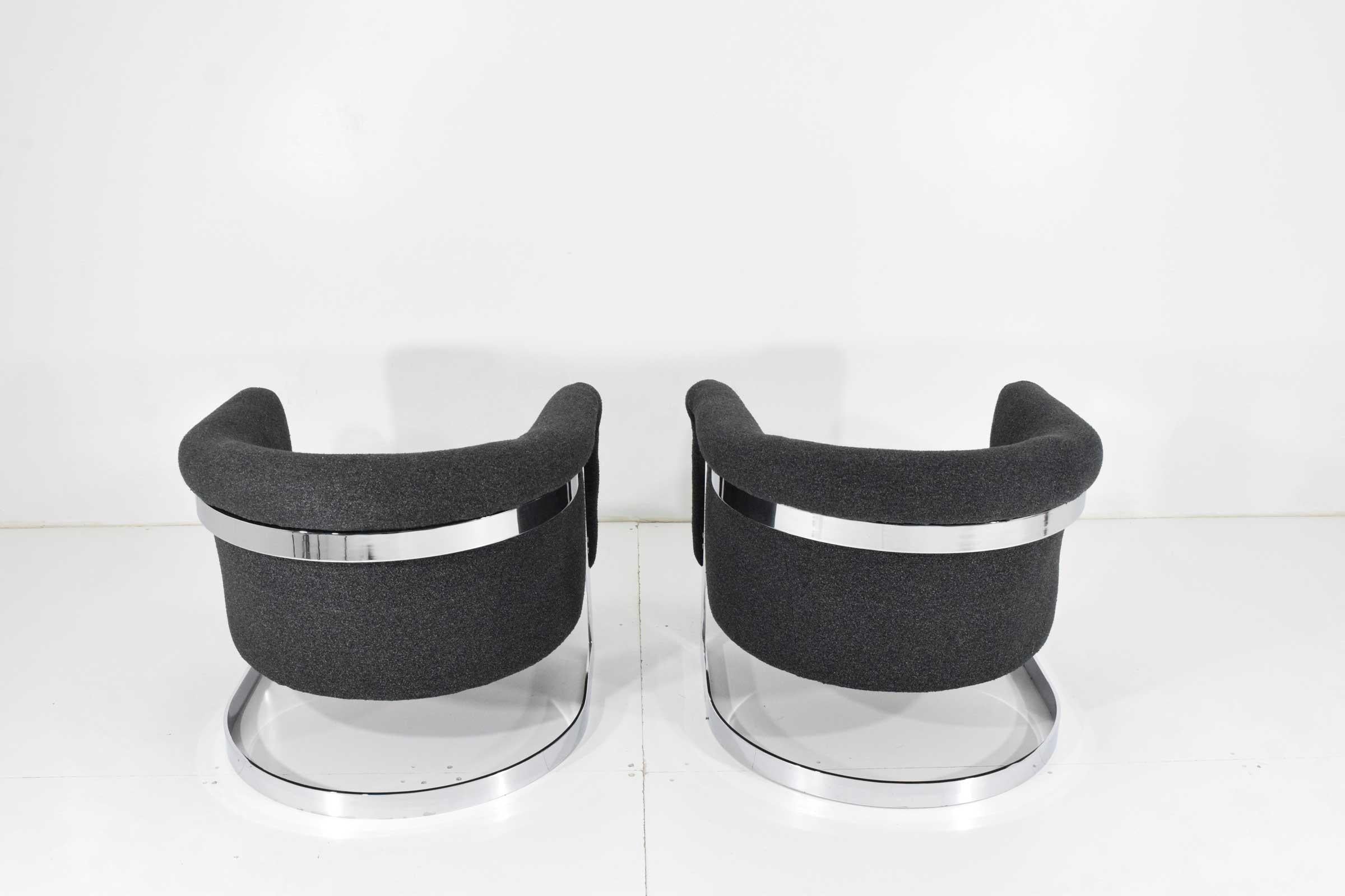  Milo Baughman Style Lounge Chairs by Flair in Dark Gray In Good Condition In Dallas, TX