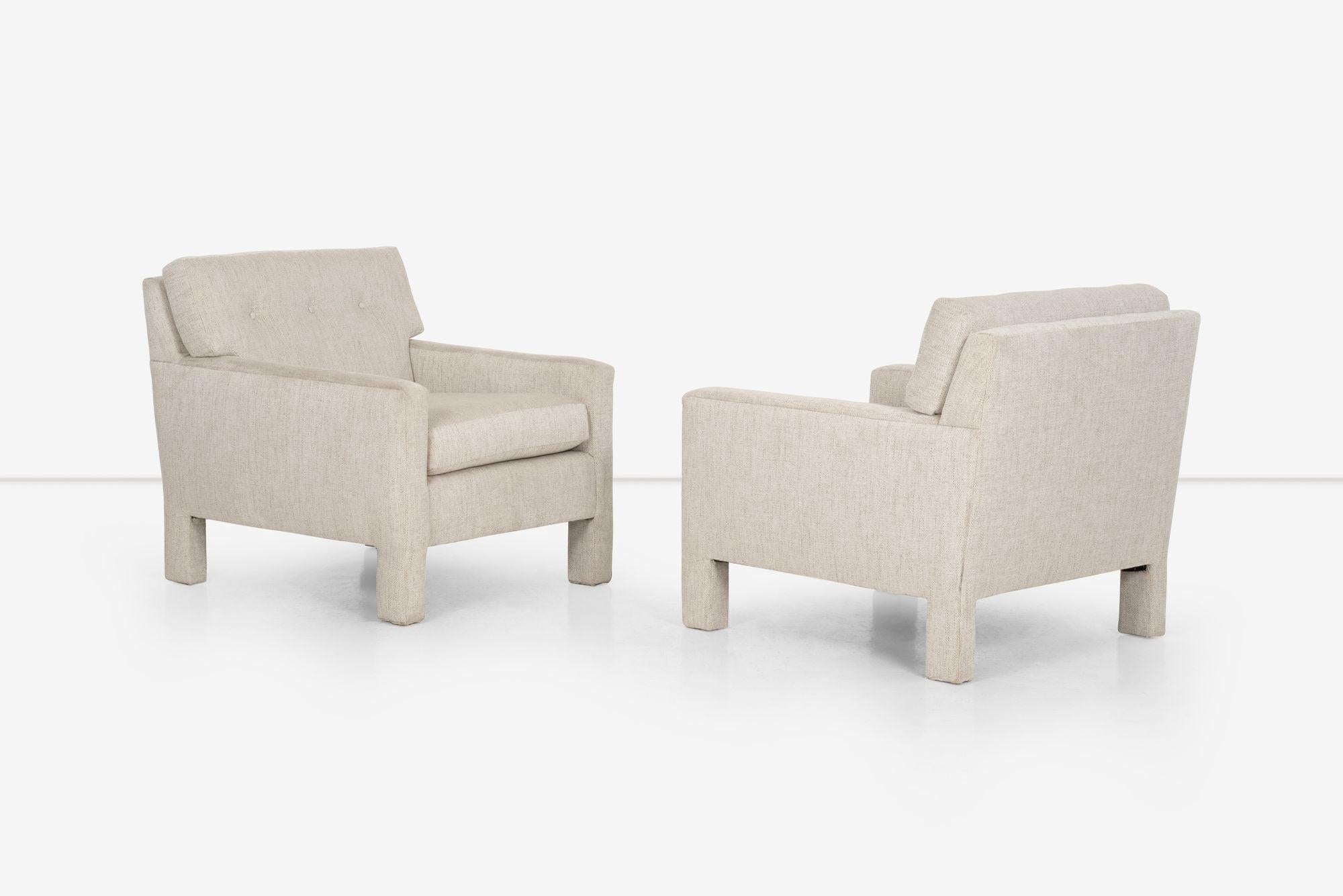 Pair of Milo Baughman Style Lounge Chairs For Sale 1