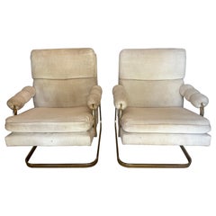 Paire de fauteuils de salon de style Milo Baughman