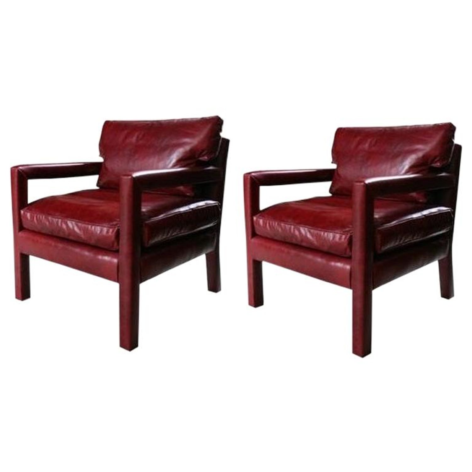 Ox Blood Red Leather Parsons Chairs, Red Leather Parsons Chair