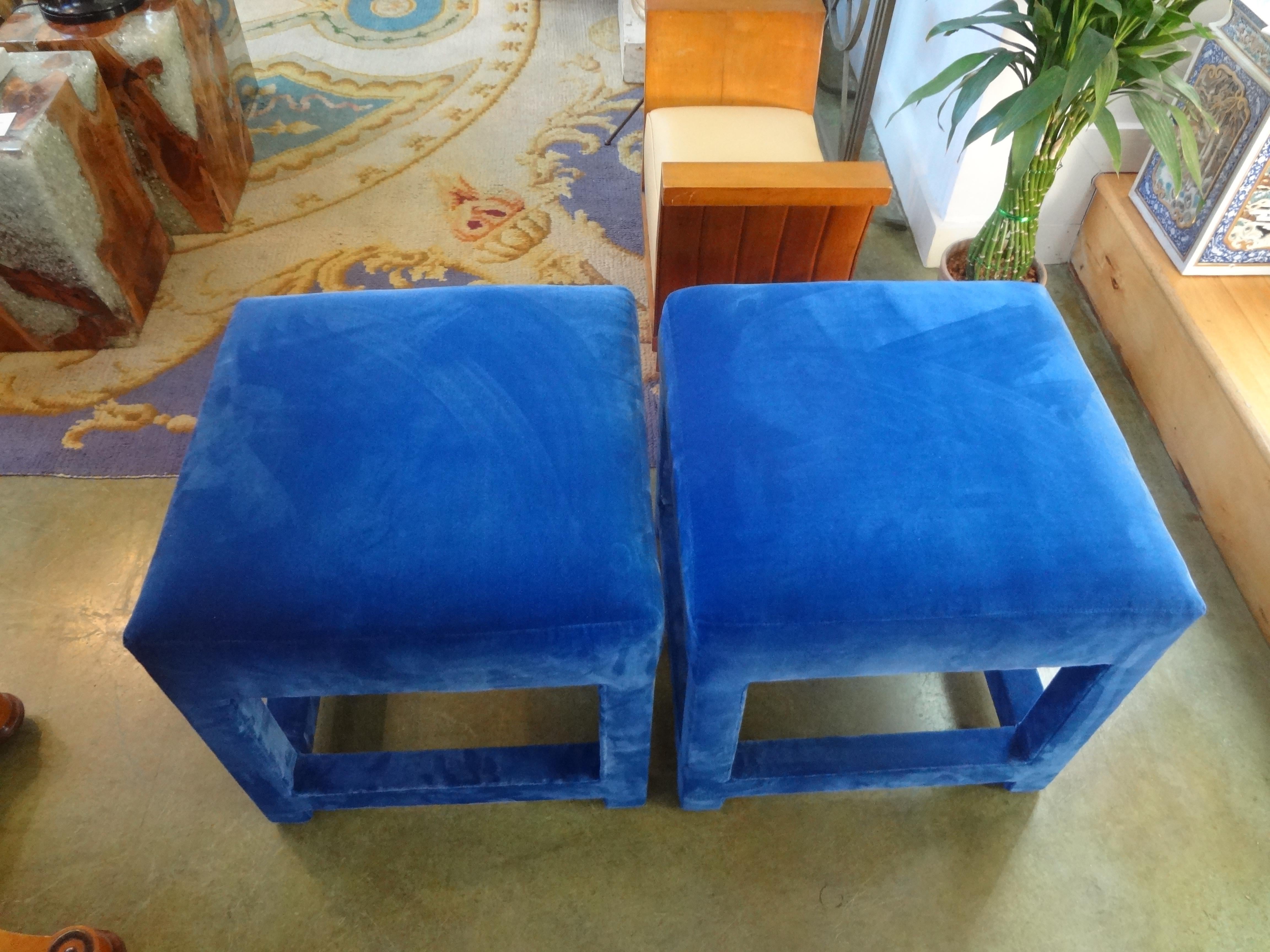 Pair of Milo Baughman Style Parsons Ottomans In Good Condition In Houston, TX