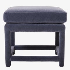 Pair of Milo Baughman Style Parsons Ottomans, Gray Velvet