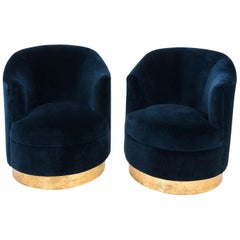 Pair of Milo Baughman Style Swivel Chairs, circa 1970s