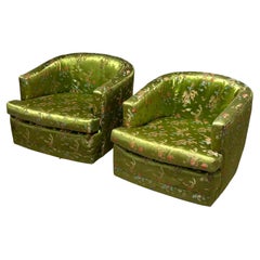 Pair of Milo Baughman Style Swivel Chairs