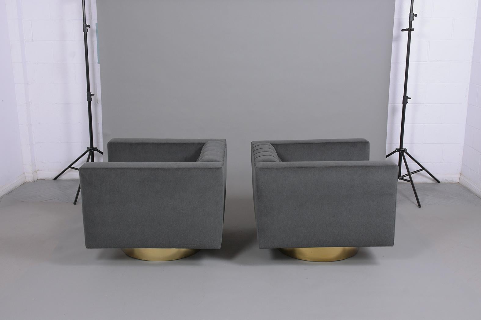 Pair of Milo Baughman Style Swivel Lounge Chairs 7