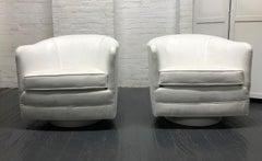 Pair of Milo Baughman Style Swivel Lounge Chairs