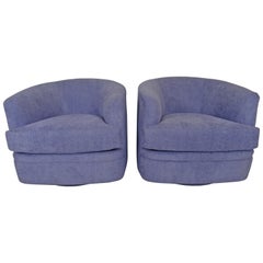 Pair of Milo Baughman Style Swivel Lounge Chairs