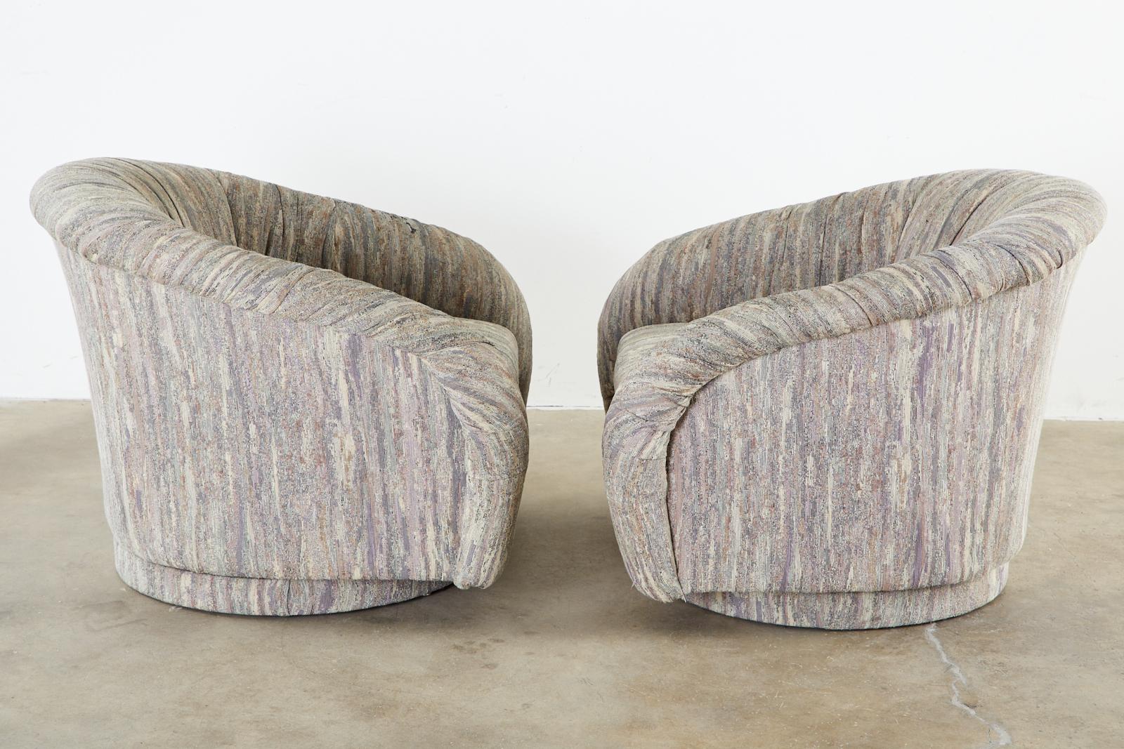 Pair of Milo Baughman Style Swivel Lounge or Club Chairs 3