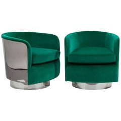 Pair of Milo Baughman Swivel and Tilting Chairs