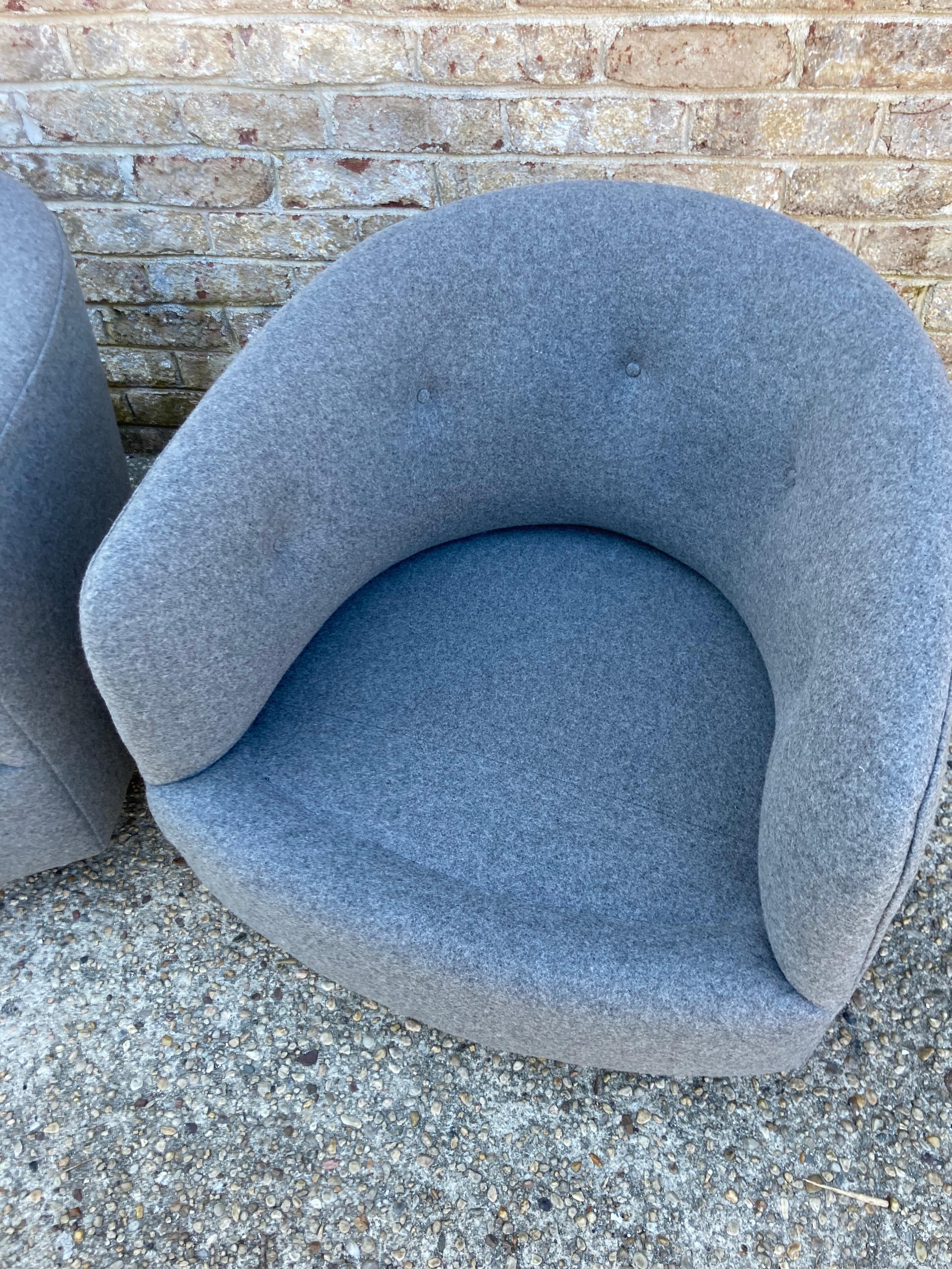 Wool Pair of Milo Baughman Swivel Chairs