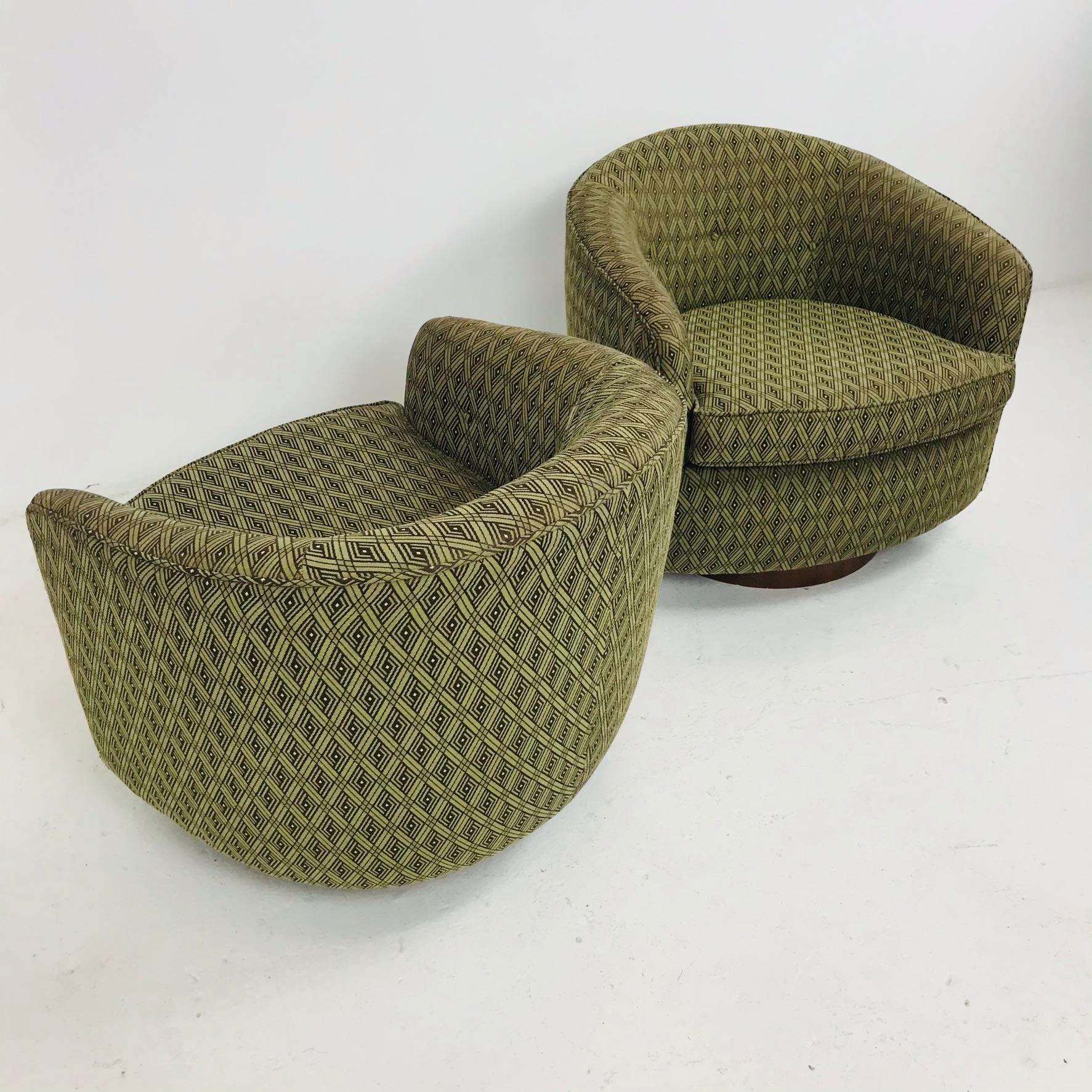 Upholstery Pair of Milo Baughman Swivel Chairs
