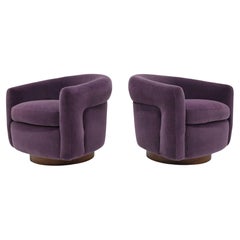 Milo Baughman Drehstühle aus Maharam-Mohair, Paar