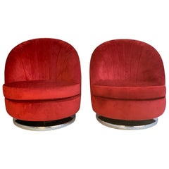 Pair of Milo Baughman Swivel Lounge Chairs for Thayer Coggin