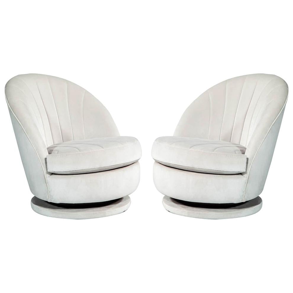 Pair of Milo Baughman Swivel Parlor Chairs