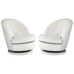 Retro Pair of Milo Baughman Swivel Parlor Chairs