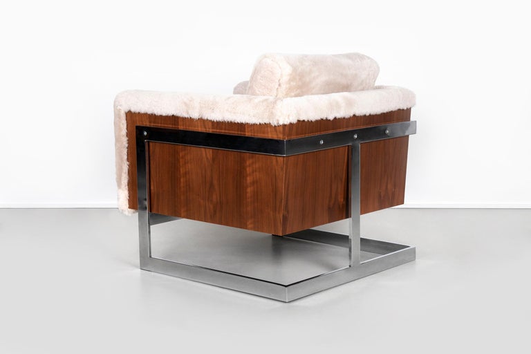 Pair of Milo Baughman T-Back Cube Lounge Chairs Reupholstered in ...