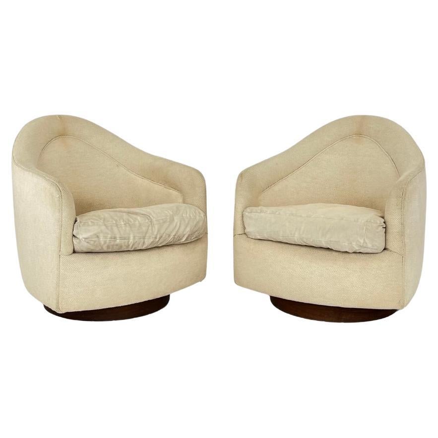 Pair of Milo Baughman Teardrop Swivel/Tilt Chairs