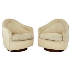Pair of Milo Baughman Teardrop Swivel/Tilt Chairs